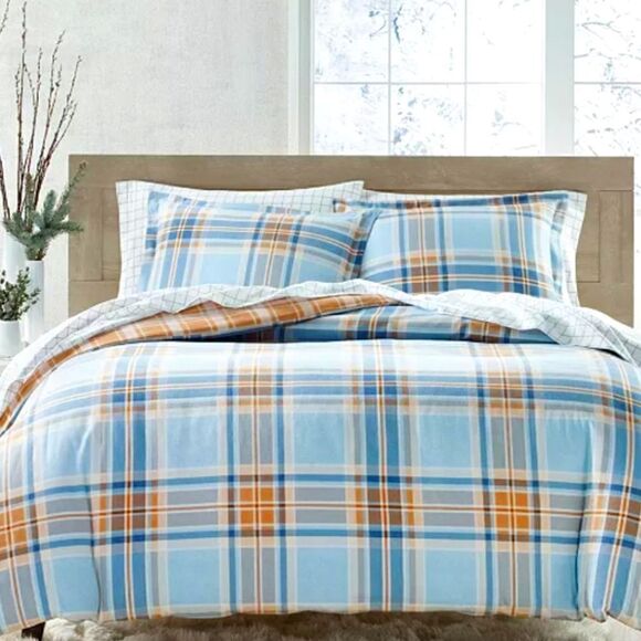 Homespun Plaid  100% Cotton Flannel Comforter, King ,Charter Club - Picture 1 of 9